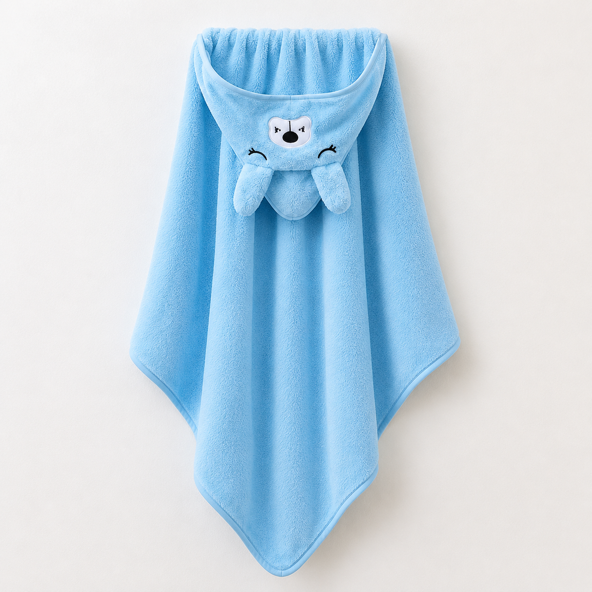 BYFT Daffodil Microfiber Baby Bath Towel with Hood Blue 80 x 80 Cm , Suitable for Infants Aged 0-2 Years, Set of 01