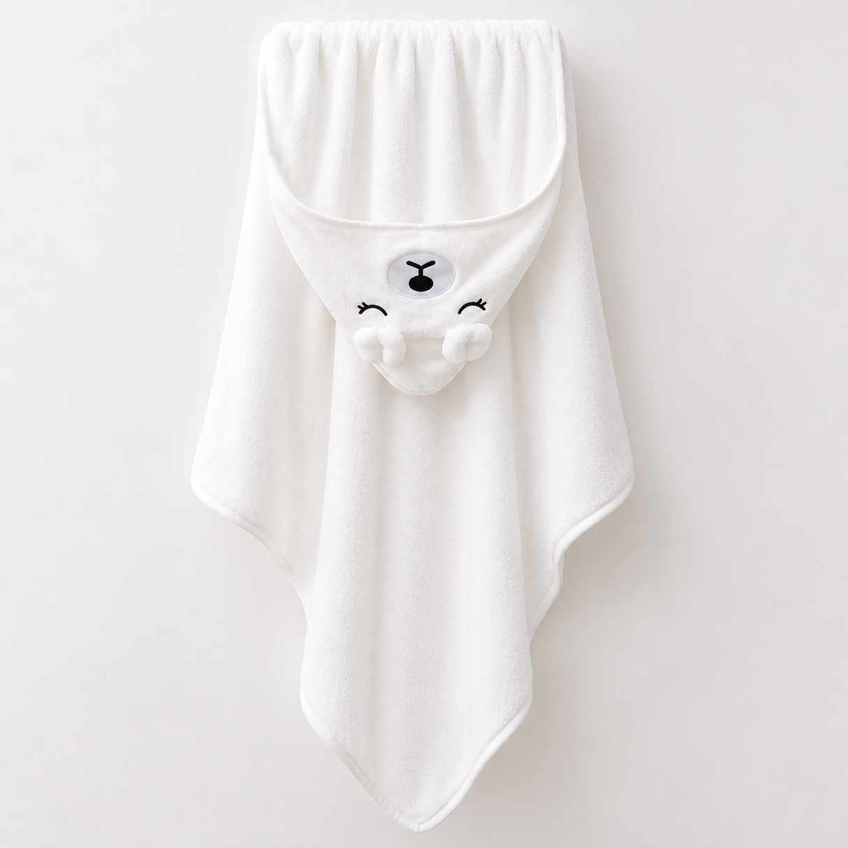 BYFT Daffodil Microfiber Baby Bath Towel with Hood White 80 x 80 Cm Suitable for Infants Aged 0-2 Years, Set of 01