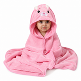 BYFT Daffodil Microfiber Baby Bath Towel with Hood Pink 80 x 80 Cm Suitable for Infants Aged 0-2 Years, Set of 01