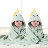 BYFT Daffodil Microfiber Baby Bath Towel with Hood Dinosaur Grey 80 x 80 Cm , Suitable for Infants Aged 0-2 Years, Set of 01