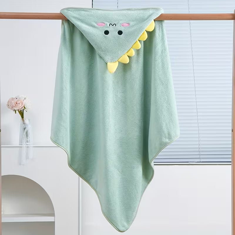 BYFT Daffodil Microfiber Baby Bath Towel with Hood Dinosaur Grey 80 x 80 Cm , Suitable for Infants Aged 0-2 Years, Set of 01
