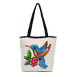 The Purani Jeans Artistic Bird & Floral Print Cotton Tote Bag | Eco-Friendly Reusable Shopping Bag