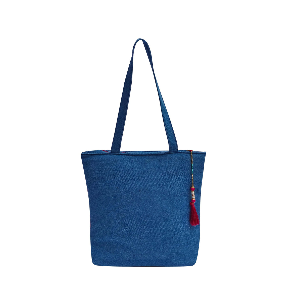 The Purani Jeans Dance Bag Red with Ghungroo | Handmade Denim Ethnic Shoulder Bag