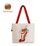 The Purani Jeans Dance Foot Ghungroo Canvas Bag Off-White | Handmade Ethnic Shoulder Bag