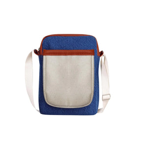 The Purani Jeans Denim & Canvas Mobile Sling with PU Accent | Blue Denim Crossbody Bag