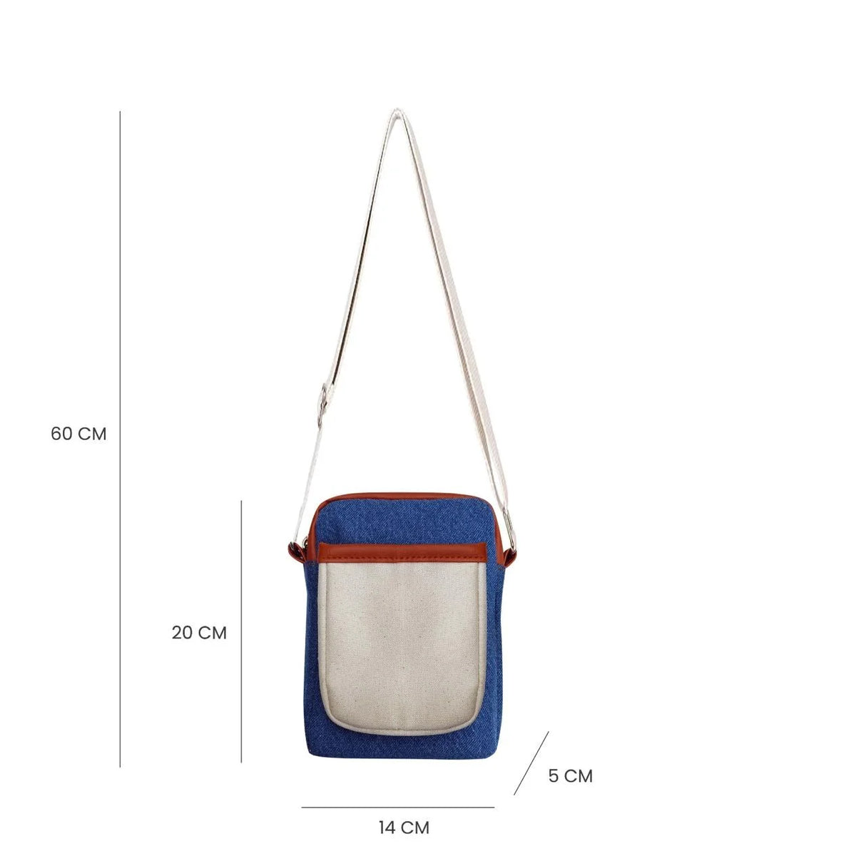 The Purani Jeans Denim & Canvas Mobile Sling with PU Accent | Blue Denim Crossbody Bag