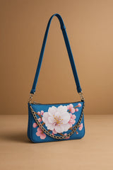 The Purani Jeans Denim Floral Shoulder Purse | Handmade Floral Handbag