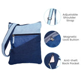The Purani Jeans Denim Three Tone Sling Bag | Handmade Denim Crossbody Bag