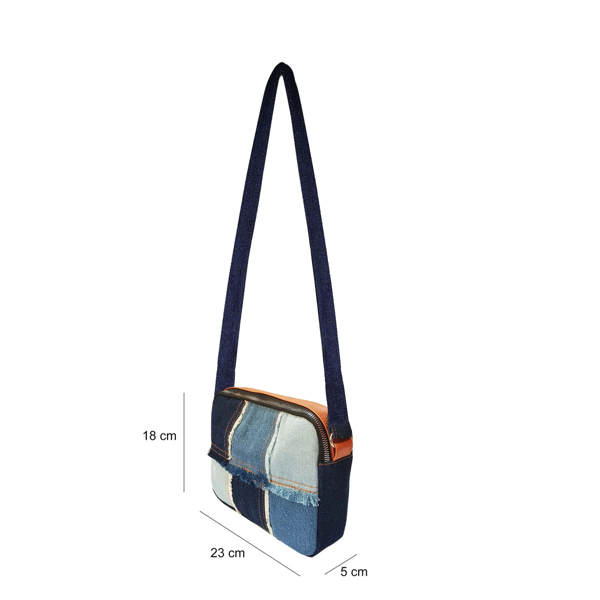 The Purani Jeans Frayed Denim Sling Bag | Blue Denim Handmade Crossbody Bag