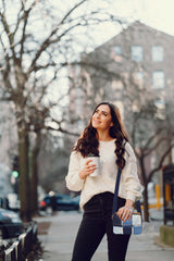 The Purani Jeans Frayed Denim Sling Bag | Blue Denim Handmade Crossbody Bag