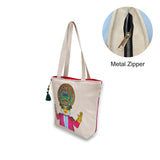 The Purani Jeans Kathakali Canvas Tote Bag | Off-White Denim Handmade Artistic Carry Bag