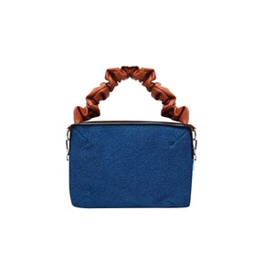 The Purani Jeans Leather Handle Small Purse | Blue Denim Handmade Fashion Bag