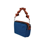 The Purani Jeans Leather Handle Small Purse | Blue Denim Handmade Fashion Bag