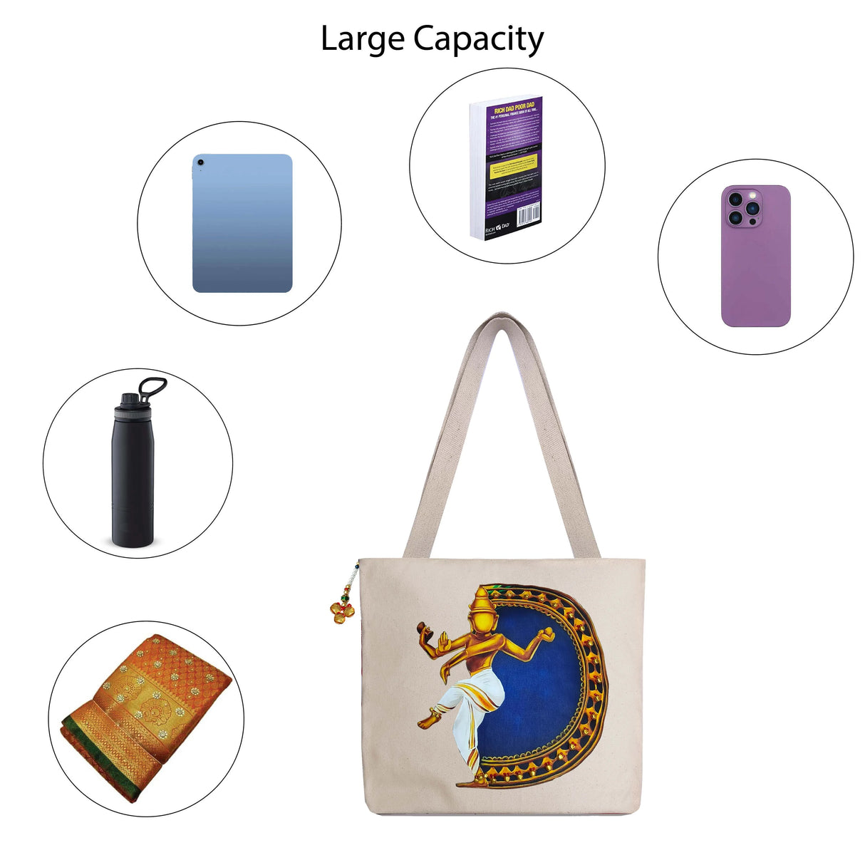 The Purani Jeans Natarajan Canvas Tote Bag | Off-White Denim Handmade Artistic Carry Bag