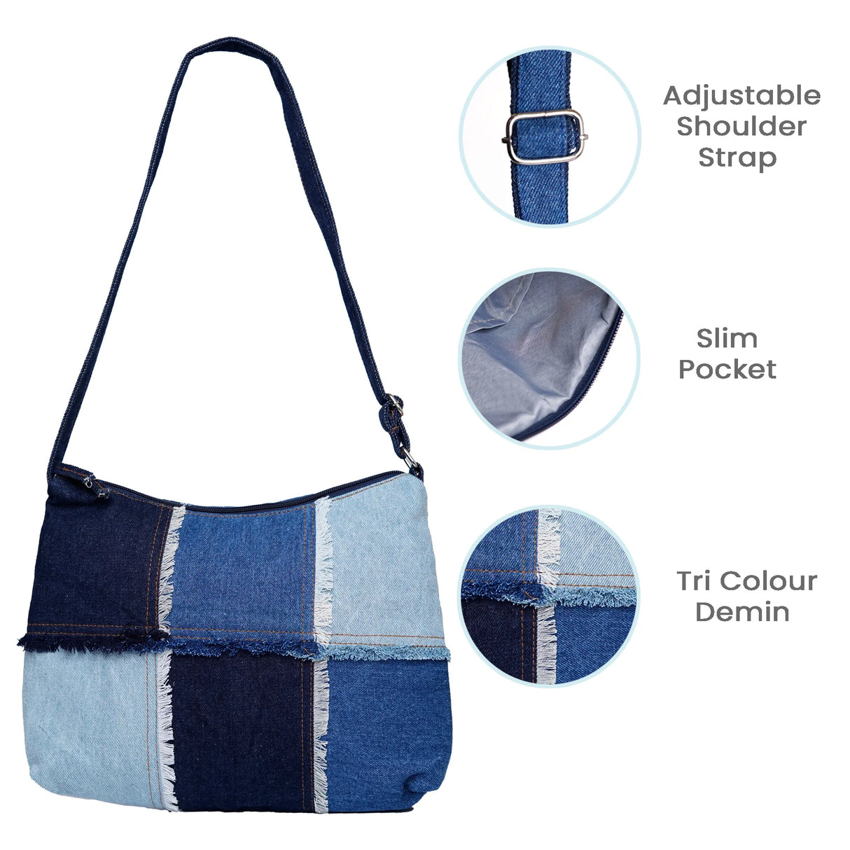 The Purani Jeans Square Denim Tote Bag | Blue Denim Handmade Carry Bag