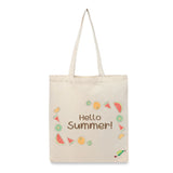 BYFT Summer Fruit Tote Bag – “Hello Summer!” Refreshing Watermelon & Kiwi Printed Reusable Tote | Eco-Friendly Daily Carry Bag (Set of 1)