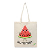 BYFT Happy Watermelon Slice Tote Bag "Summer" Kawaii Fruit Character Reusable Tote | Eco-Friendly Daily Carry Bag (Set of 1)