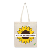 BYFT "You Are My Sunflower" Tote Bag – Bright Floral Graphic Reusable Tote | Eco-Friendly Daily Carry Bag (Set of 1)