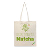 BYFT Cute Typography Tote Bag "But First Matcha"� Playful Printed Tote | Reusable Daily Carry (Set of 1)