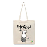 BYFT Cute Stacked Cats Tote Bag – “Hi Meow” Kitten Reusable Tote | Eco-Friendly Daily Carry Bag (Set of 1)
