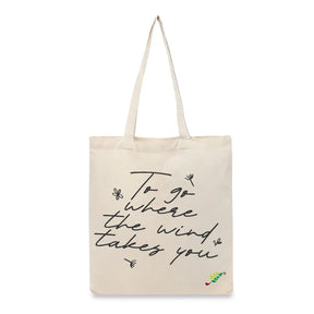 BYFT Inspirational Quote Tote Bag "To Go Where the Wind Takes You" Reusable Tote | Eco-Friendly Daily Carry Bag (Set of 1)
