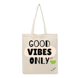 BYFT Tropical Tote Bag – “Good Vibes Only” Coconut Printed Reusable Tote | Eco-Friendly Daily Carry Bag (Set of 1)