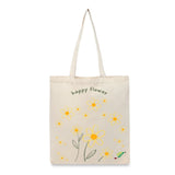 BYFT Whimsical Floral Tote Bag – “Happy Flower” Daisy Reusable Tote | Eco-Friendly Daily Carry Bag (Set of 1)