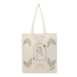 BYFT Artistic Face Tote Bag – “Quiet Muse” Celestial Reusable Tote | Eco-Friendly Daily Carry Bag (Set of 1)