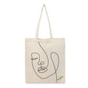 BYFT Minimalist Face Art Tote Bag "Line of Being"� One-Line Printed Reusable Tote | Eco-Friendly Daily Carry Bag (Set of 1)