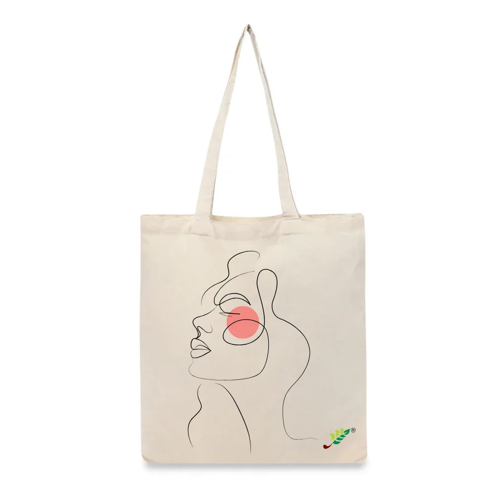 BYFT Minimalist Art Tote Bag – “Blush Muse” Elegant Line Art Printed Tote | Reusable Everyday Carry (Set of 1)