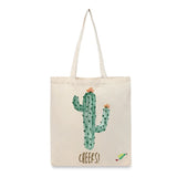 BYFT Aesthetic Desert Tote Bag – “Cactus Cheers!” Bloom Printed Reusable Tote | Eco-Friendly Everyday Carry Bag (Set of 1)