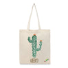 BYFT Aesthetic Desert Tote Bag "Cactus Cheers!"� Bloom Printed Reusable Tote | Eco-Friendly Everyday Carry Bag (Set of 1)