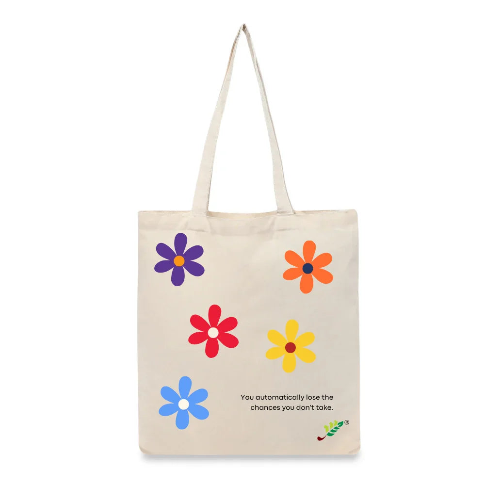 BYFT Inspirational Floral Tote Bag – “Bloom” Motivational Printed Tote | Reusable Everyday Carry (Set of 1)