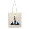 BYFT Modern Cityscape Tote Bag Dubai Rise Skyline Printed Reusable Tote | Eco-Friendly Daily Carry Bag (Set of 1)