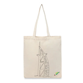BYFT Minimal Line Art Tote Bag "Burj Al Arab" Iconic Architecture Printed Tote | Reusable Everyday Carry (Set of 1)