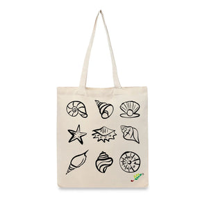 BYFT Coastal Shell Tote Bag "Ocean Gems" Nautical Reusable Tote | Eco-Friendly Daily Carry Bag (Set of 1)