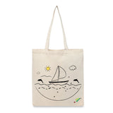 BYFT Nautical Adventure Tote Bag – “Ocean Dreams” Sailboat & Dolphin Printed Reusable Tote | Eco-Friendly Daily Carry Bag (Set of 1)