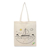 BYFT Nautical Adventure Tote Bag "Ocean Dreams" Sailboat & Dolphin Printed Reusable Tote | Eco-Friendly Daily Carry Bag (Set of 1)