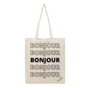 BYFT Typography Tote Bag "Bonjour"� Minimal Text Printed Tote | Reusable Everyday Carry (Set of 1)