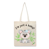 BYFT Sweet Baby Koala Tote Bag – “I’m just a baby!” Floral Koala Printed Reusable Tote | Eco-Friendly Daily Carry Bag (Set of 1)