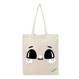 BYFT Adorable Smile Tote Bag – Cute Wide-Eyed Printed Reusable Tote | Eco-Friendly Daily Carry Bag (Set of 1)