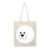 BYFT Minimalist Cute Puppy Tote Bag – Mochi Dog Reusable Tote | Eco-Friendly Daily Carry Bag (Set of 1)