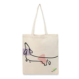 BYFT Dachshund Art Tote Bag – “The Stretch Sketch” Minimalist Dog Reusable Tote | Eco-Friendly Daily Carry Bag (Set of 1)