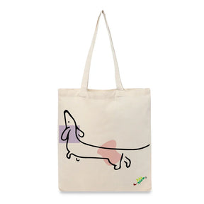 BYFT Dachshund Art Tote Bag "The Stretch Sketch" Minimalist Dog Reusable Tote | Eco-Friendly Daily Carry Bag (Set of 1)