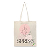 BYFT Spring Floral Tote Bag Elegant Botanical "Spring" Printed Reusable Tote | Eco-Friendly Daily Carry Bag (Set of 1)