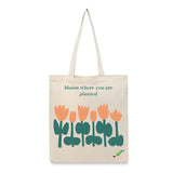 BYFT Inspirational Floral Tote Bag – “Bloom Where You Are Planted” Motivational Printed Tote | Reusable Everyday Carry (Set of 1)