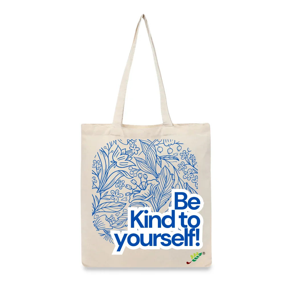 BYFT Motivation Tote Bag "Be Kind to Yourself", Inspirational Printed Tote Reusable Everyday Carry Set of 1