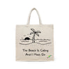 BYFT Tropical Beach Tote Bag "The Beach Is Calling" Nautical Printed Reusable Tote | Eco-Friendly Daily Carry Bag (Set of 1)