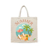 BYFT Tropical Beach Tote Bag "SUMMER" Vacation Scene Printed Reusable Tote | Eco-Friendly Daily Carry Bag (Set of 1)