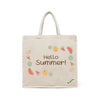 BYFT Summer Fruit Tote Bag "Hello Summer!"� Refreshing Watermelon & Kiwi Printed Reusable Tote | Eco-Friendly Daily Carry Bag (Set of 1)